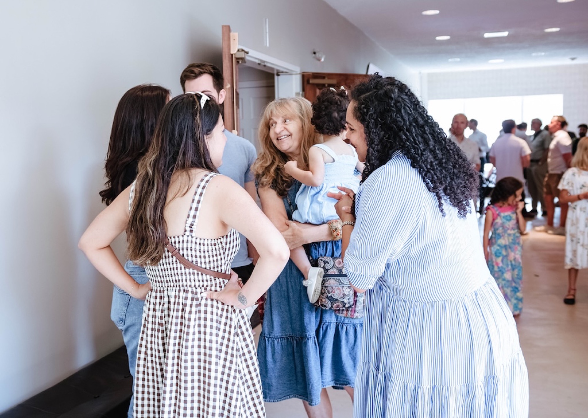 Fellowship in the church lobby after a Sunday service