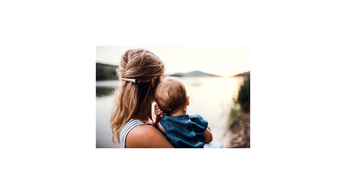 A mother holding her child